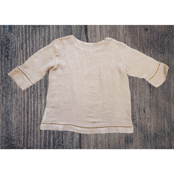 J. Jill Pure Beige Boxy Gauzy 100% Linen Shirt Top Breezy Summer Women Small - Picture 2 of 6
